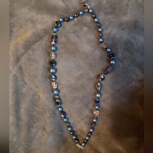 Pretty Vintage Blue Beaded Necklace